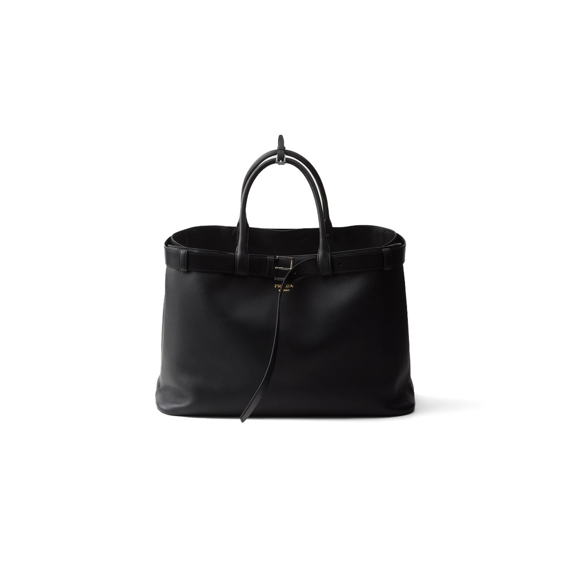 PRADA BUCKLE LEATHER BAG WITH BELT 2VG126 (48*34*18cm)